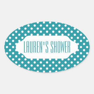 Moonstone blue & white polka dots custom sticker
