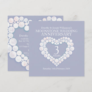 Moonstone wedding anniversary 3 years party invitation