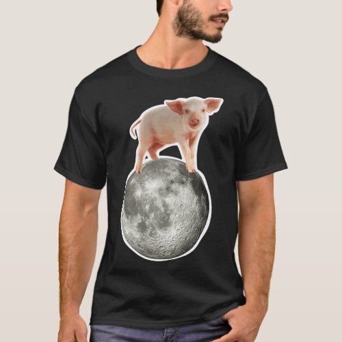 Moonwalking Pig on the Moon T_Shirt