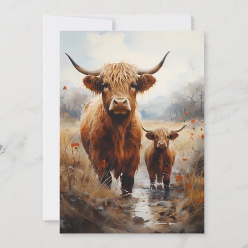 Mooo_velous birthday wishes to you _ Highland Cow Holiday Card