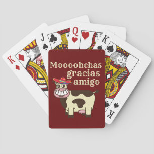 MOOOHCHAS GRACIAS AMIGO funny cinco de mayo cow    Poker Cards