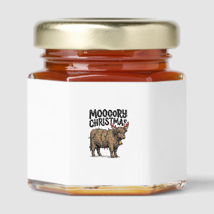 Moooory Christmas Highland Cow Vintage Engraving T Honey Jar Favors