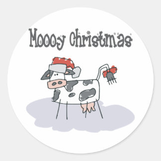 Moooy Christmas Classic Round Sticker