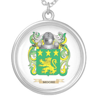 Moore Coat of Arms (Family Crest) Silver Plated Necklace