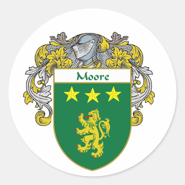 Moore Coat of Arms (Mantled) Classic Round Sticker (Front)
