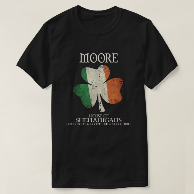 Moore last name family Ireland Irish house of shen T-Shirt (Design Front)