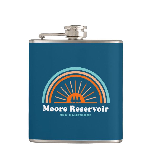 Moore Reservoir New Hampshire Rainbow Flask (Front)