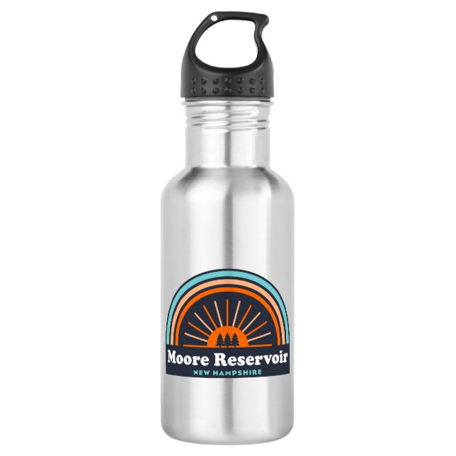 Moore Reservoir New Hampshire Rainbow Stainless Steel Water Bottle (Front)
