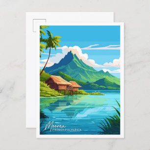 Moorea French Polynesia Travel Illustration Postcard