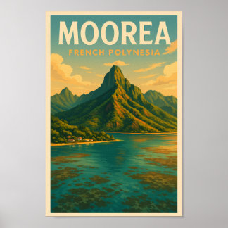 Moorea French Polynesia Vintage Travel Poster