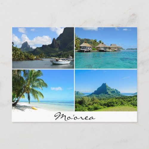 Moorea landscapes collage text postcard