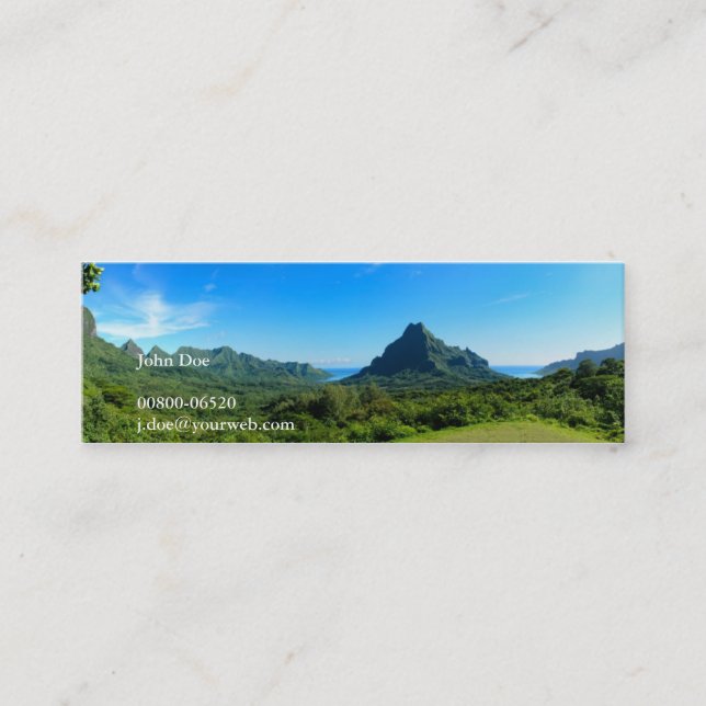 Moorea panorama business card with contact details (Front)