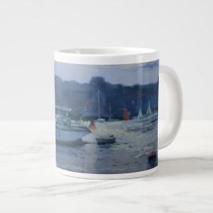 Moored yachts late afternoon large coffee mug