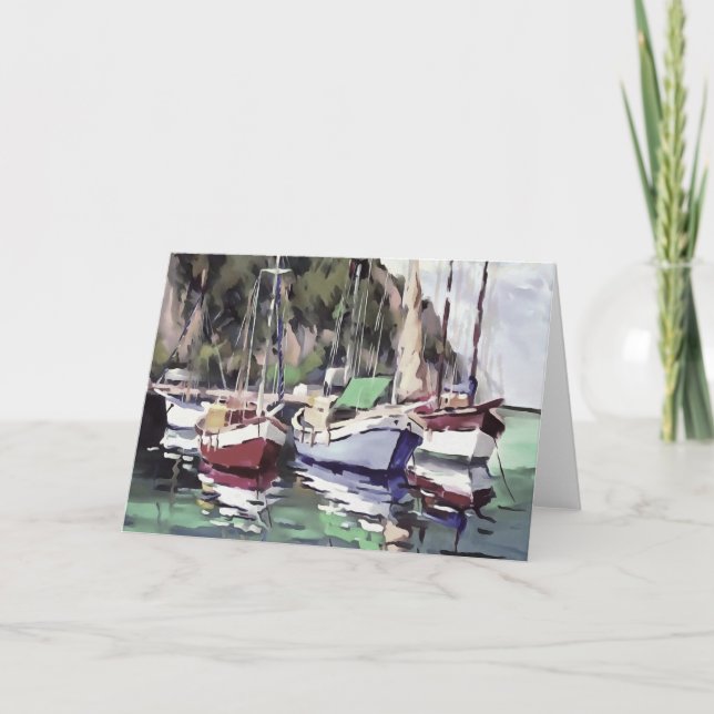 Mooring At Turunc Gulet Sailboat Acrylic Art Card (Front)