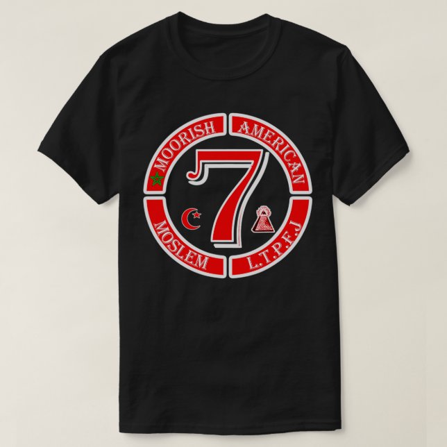 Moorish American Moslem Moor Circle 7  T-Shirt (Design Front)