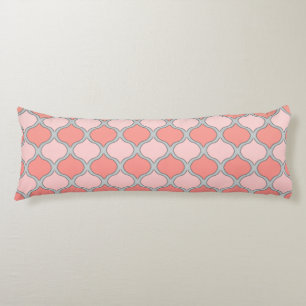 Moorish Arabesque (Pink, Coral, Gray) Body Pillow
