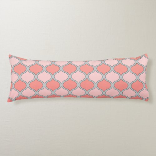 Moorish Arabesque Pink Coral Gray Body Pillow