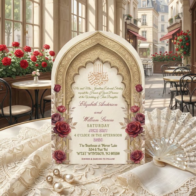 Moorish Arch Bismillah Calligraphy Nikkah Invitation (Creator Uploaded)