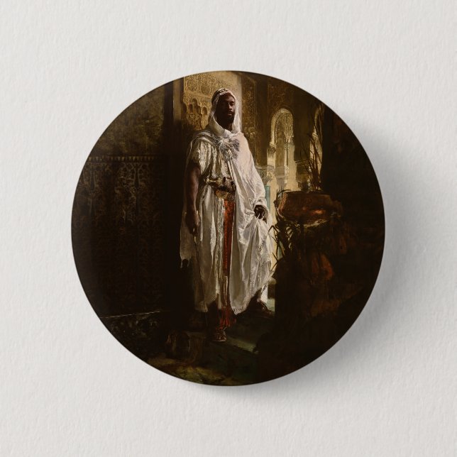 Moorish Chief African Art Painting Portrait Button (Front)
