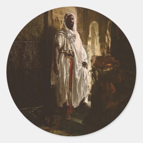 Moorish Chief African Art Painting Portrait Classic Round Sticker
