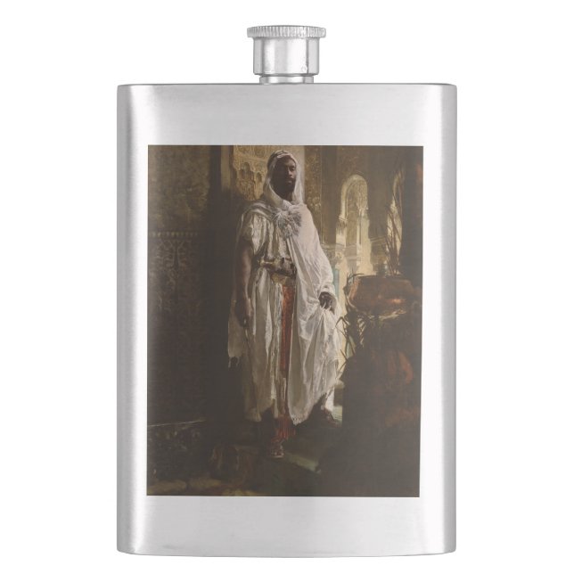 Moorish Chief African Art Painting Portrait Flask (Front)