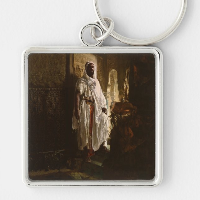 Moorish Chief African Art Painting Portrait Keychain (Front)