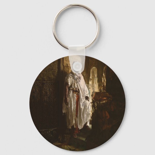 Moorish Chief African Art Painting Portrait Keychain (Front)