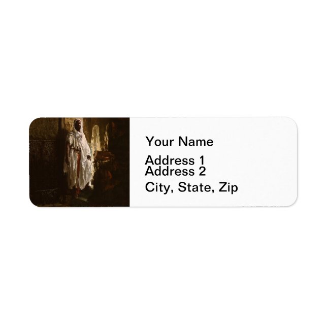Moorish Chief African Art Painting Portrait Label (Front)