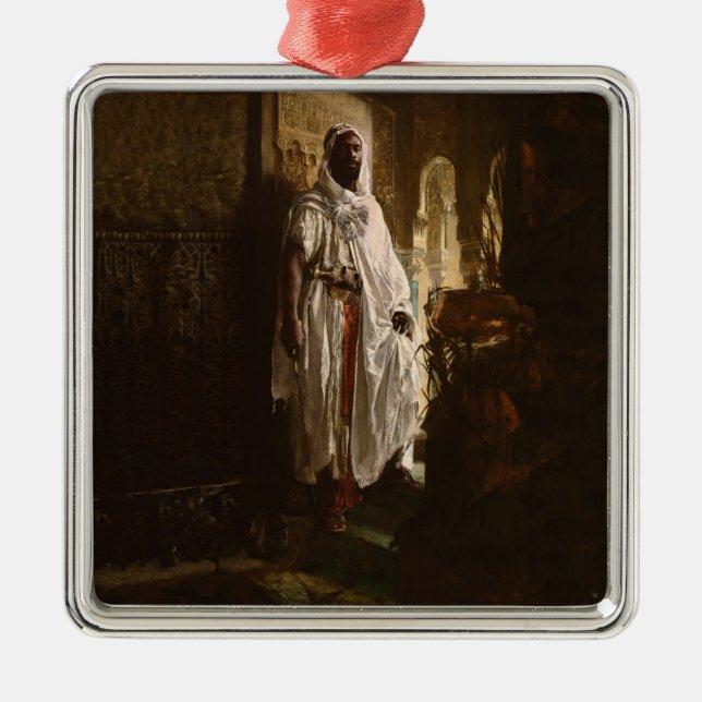 Moorish Chief African Art Painting Portrait Metal Ornament (Front)
