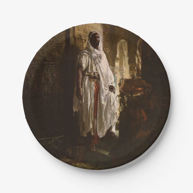 Moorish Chief African Art Painting Portrait Paper Plates (Front)