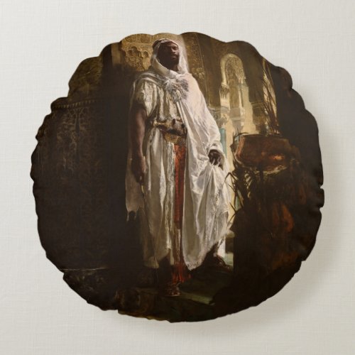 Moorish Chief African Art Painting Portrait Round Pillow