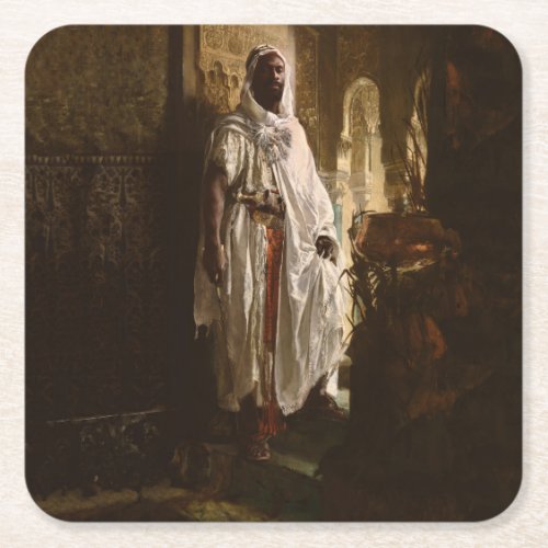 Moorish Chief African Art Painting Portrait Square Paper Coaster