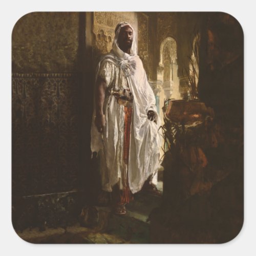 Moorish Chief African Art Painting Portrait Square Sticker