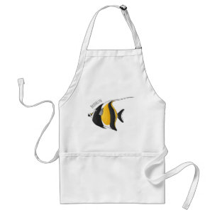 Moorish idol fish cartoon illustration   adult apron
