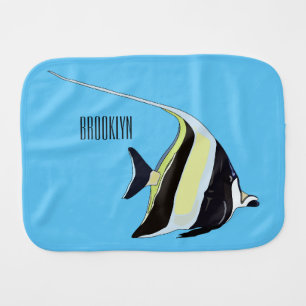 Moorish idol fish cartoon illustration baby burp cloth