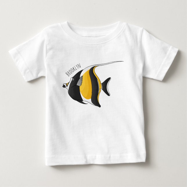Moorish idol fish cartoon illustration  baby T-Shirt (Front)