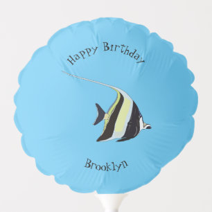 Moorish idol fish cartoon illustration balloon