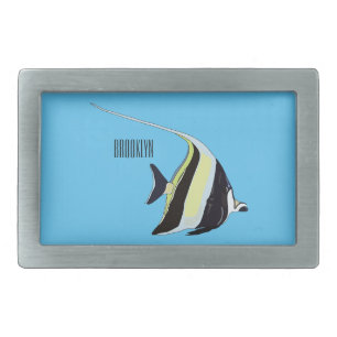 Moorish idol fish cartoon illustration belt buckle