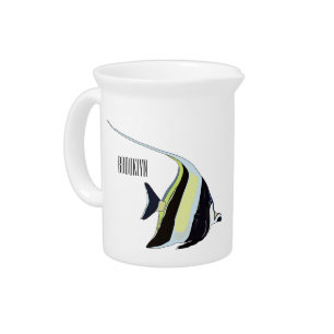 Moorish idol fish cartoon illustration beverage pitcher