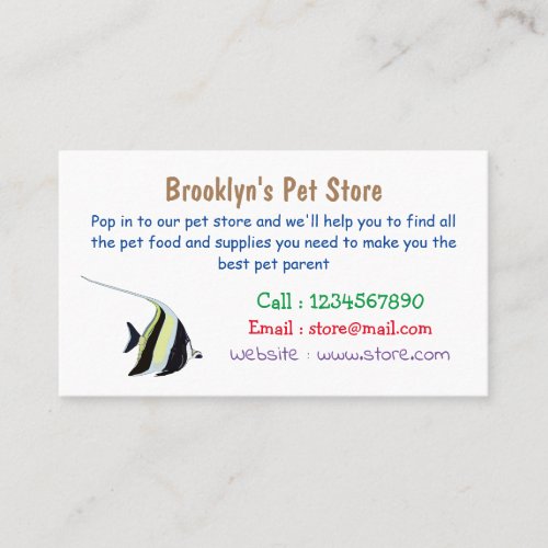 Moorish idol fish cartoon illustration business card