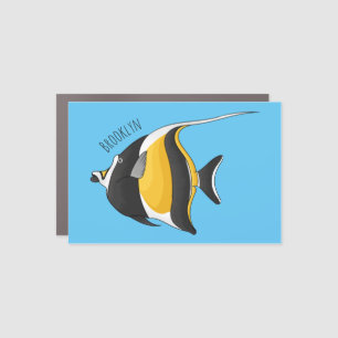 Moorish idol fish cartoon illustration car magnet