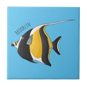 Moorish idol fish cartoon illustration ceramic tile