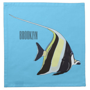 Moorish idol fish cartoon illustration cloth napkin