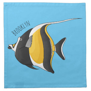 Moorish idol fish cartoon illustration  cloth napkin