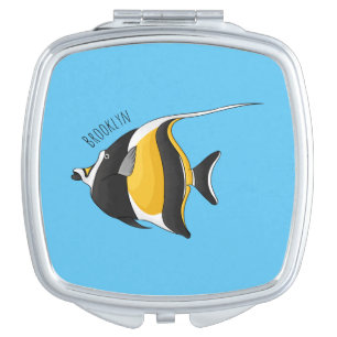 Moorish idol fish cartoon illustration  compact mirror