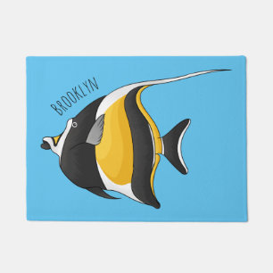 Moorish idol fish cartoon illustration doormat