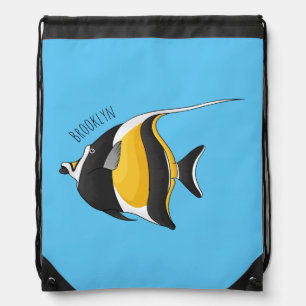 Moorish idol fish cartoon illustration drawstring bag