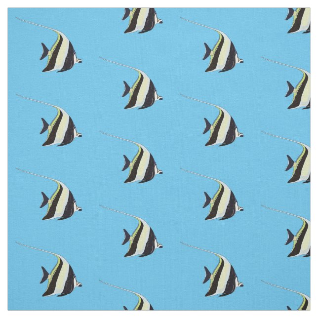 Moorish idol fish cartoon illustration fabric (Swatch)