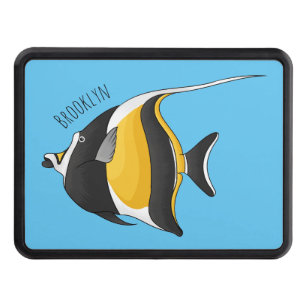Moorish idol fish cartoon illustration hitch cover