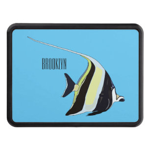 Moorish idol fish cartoon illustration hitch cover
